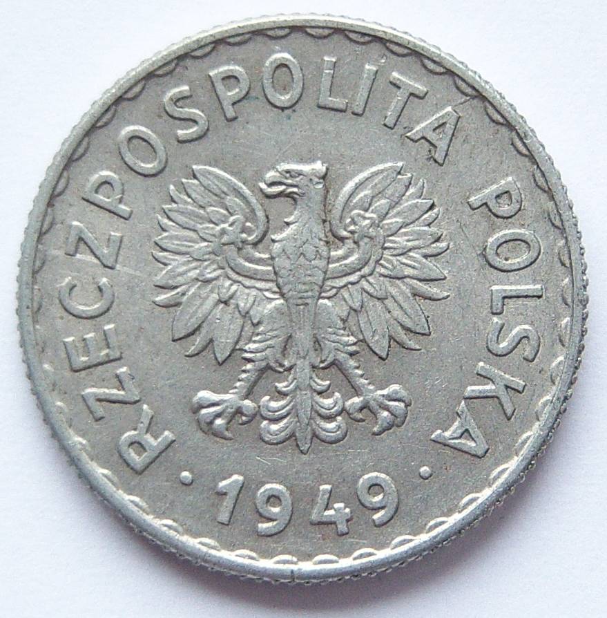  Polen 1 Zloty 1949 Alu   