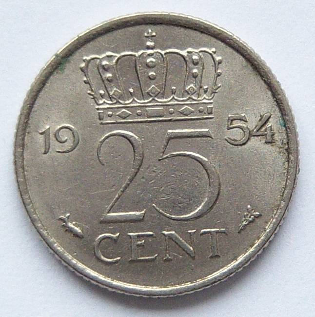  Niederlande 25 Cent 1954   