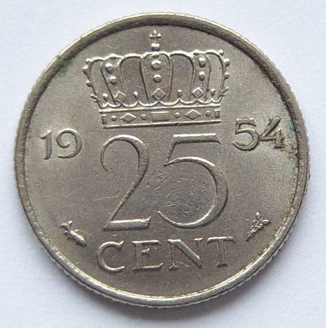  Niederlande 25 Cent 1954   