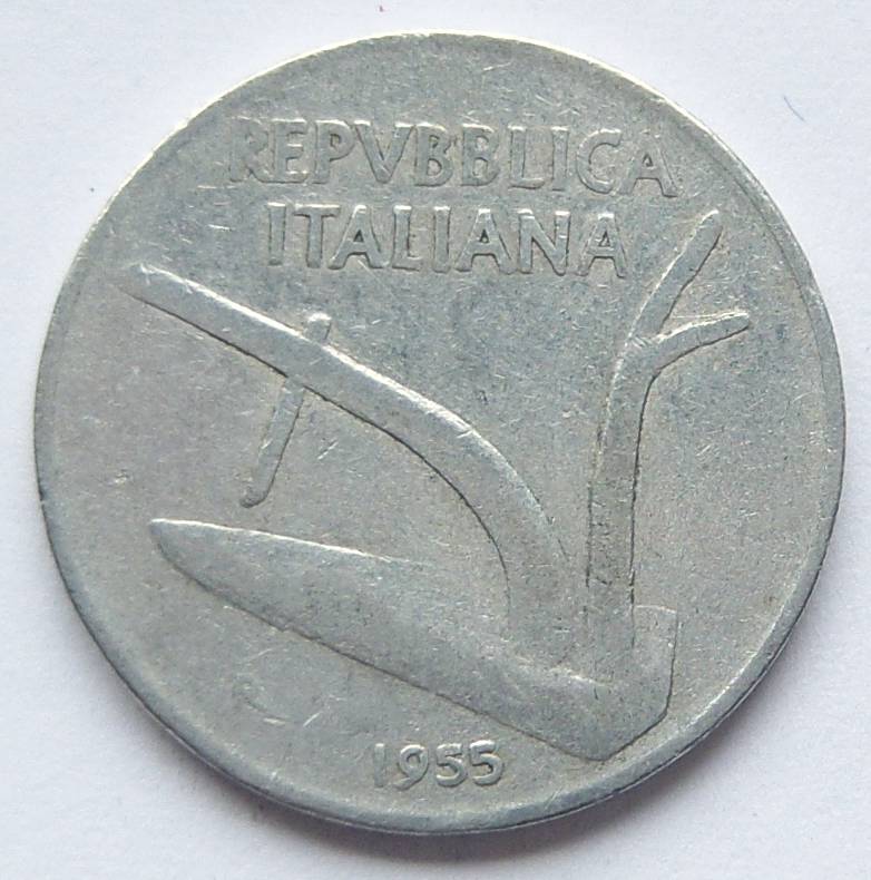  Italien 10 Lire 1955 Alu   