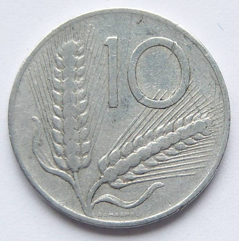  Italien 10 Lire 1955 Alu   