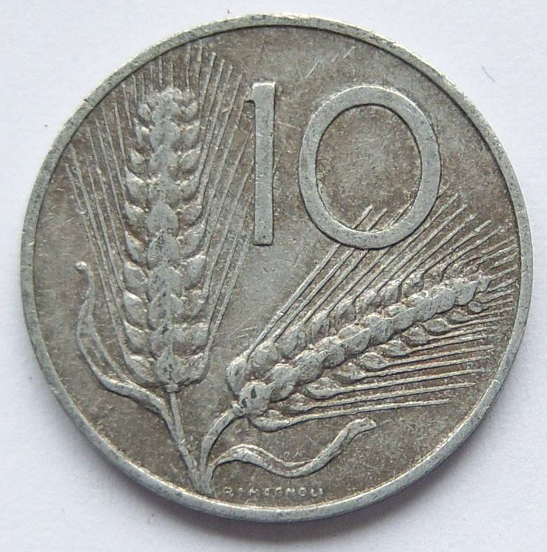  Italien 10 Lire 1956 Alu   