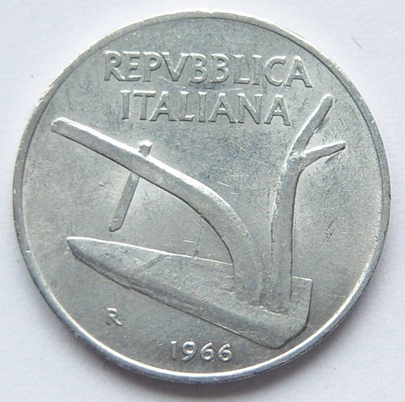  Italien 10 Lire 1966 Alu   