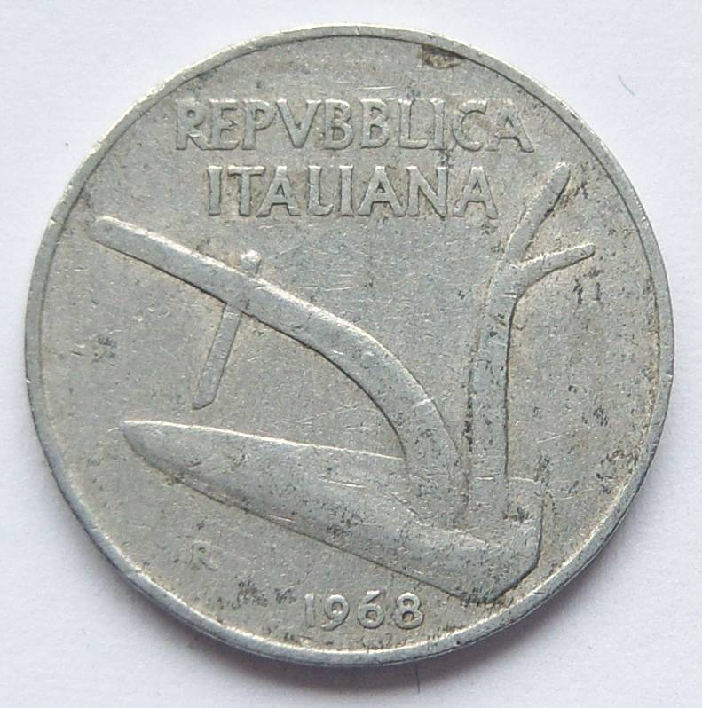  Italien 10 Lire 1968 Alu   