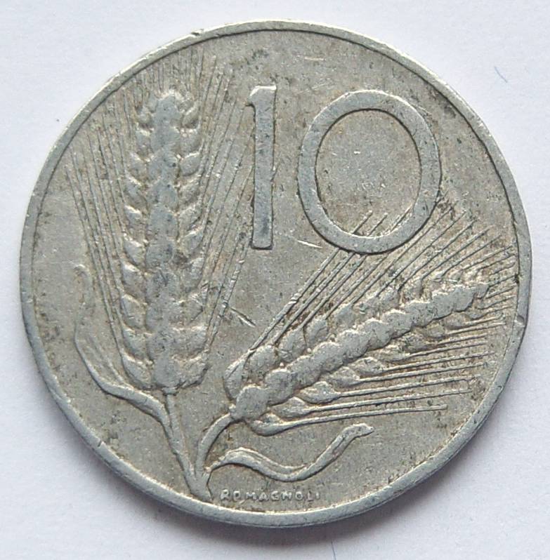  Italien 10 Lire 1968 Alu   