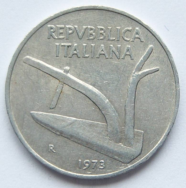  Italien 10 Lire 1973 Alu   