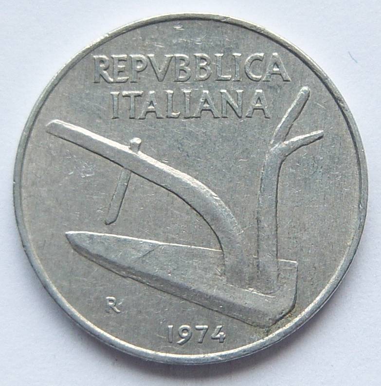  Italien 10 Lire 1974 Alu   