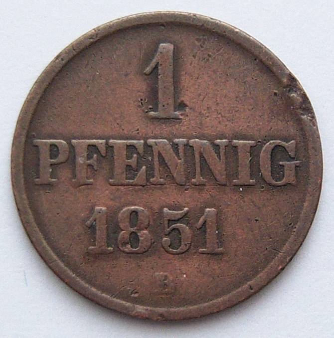  Hannover 1 Pfennig 1851 B   