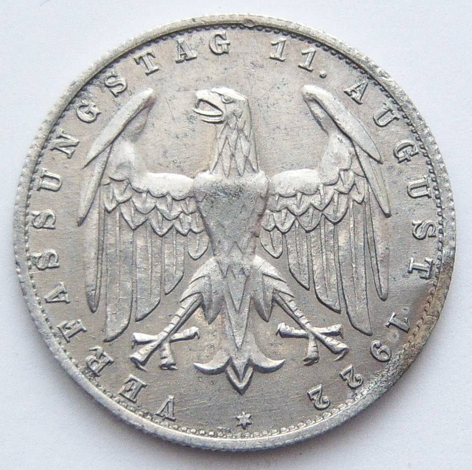  Deutsches Reich 3 Mark 1922 A Alu   