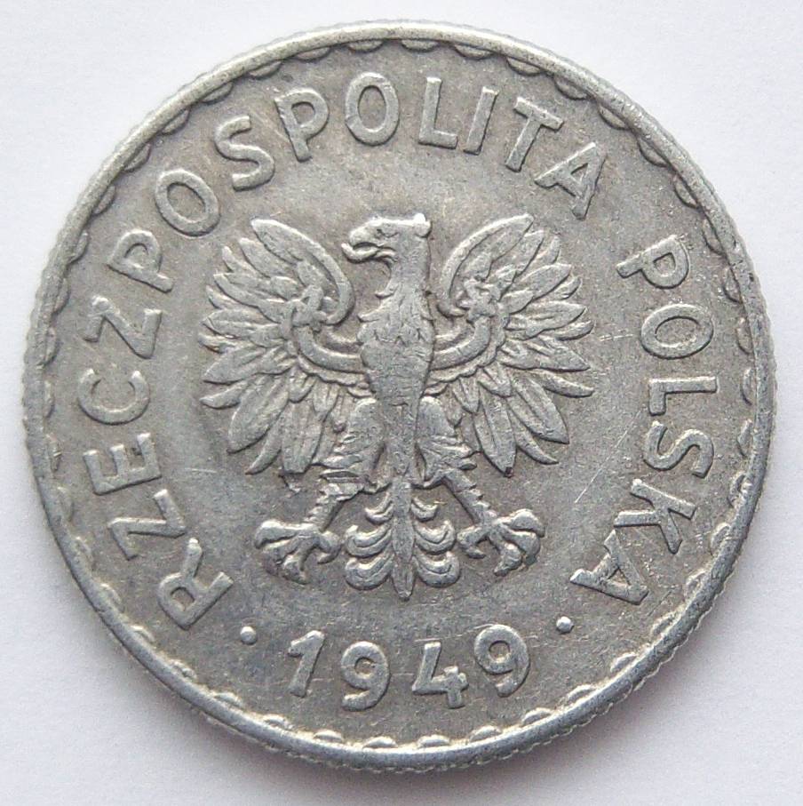  Polen 1 Zloty 1949 Alu   