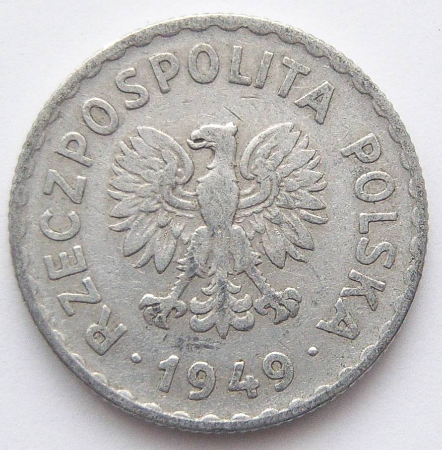  Polen 1 Zloty 1949 Alu   