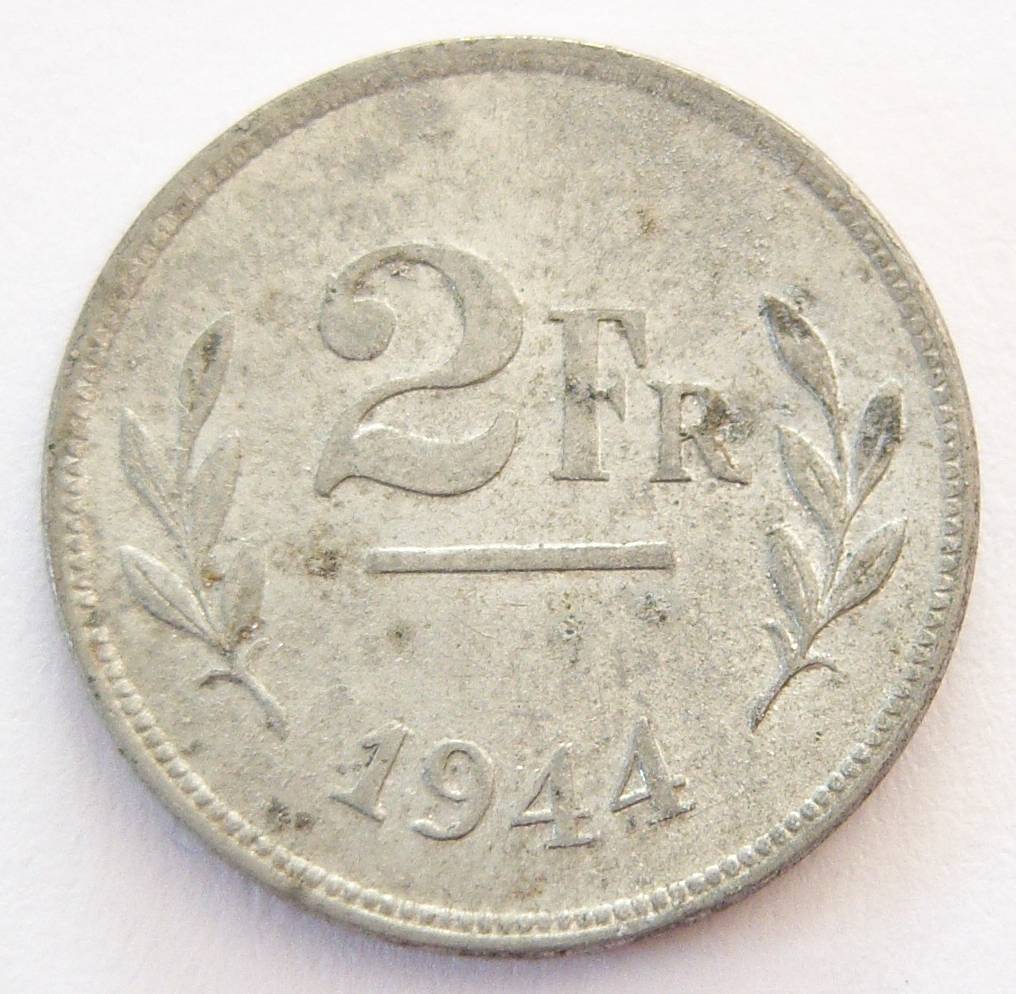  Belgien 2 Francs 1944 Zink   
