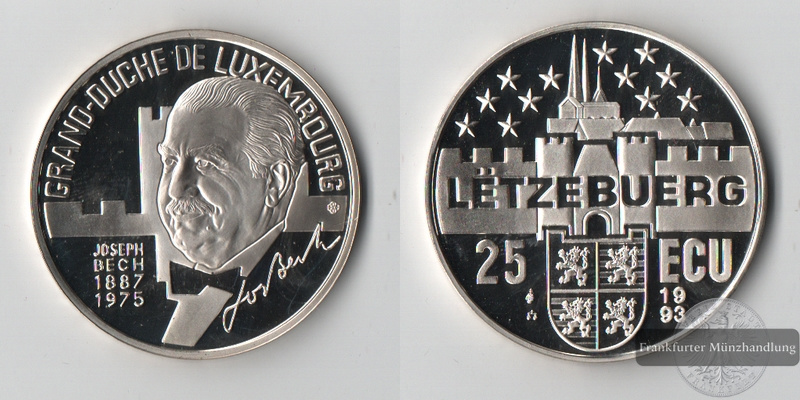  Luxemburg  25 ECU   1993  Joseph Bech   FM-Frankfurt   Feinsilber: 21,14g   