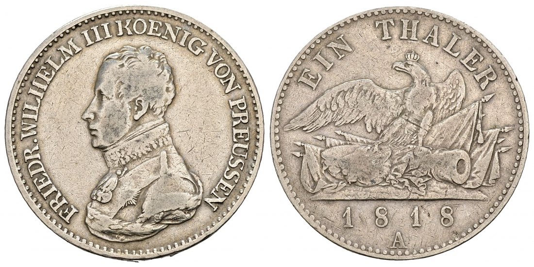 PEUS 2978 Preußen Königreich Friedrich Wilhelm III. (1797 - 1840) Taler 1818 A Berlin Randfehler, Schrötlingsfehler schön