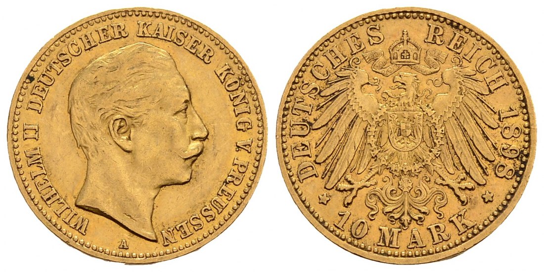 PEUS 2980 Kaiserreich - Preußen 3,58 g Feingold. Wilhelm II. (1888 - 1918) 10 Mark GOLD 1898 A Sehr schön