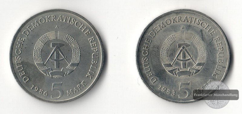  DDR 5 Mark 1983 Luthers Geburtshaus [A], FM-Frankfur Gewicht: 9,60g   