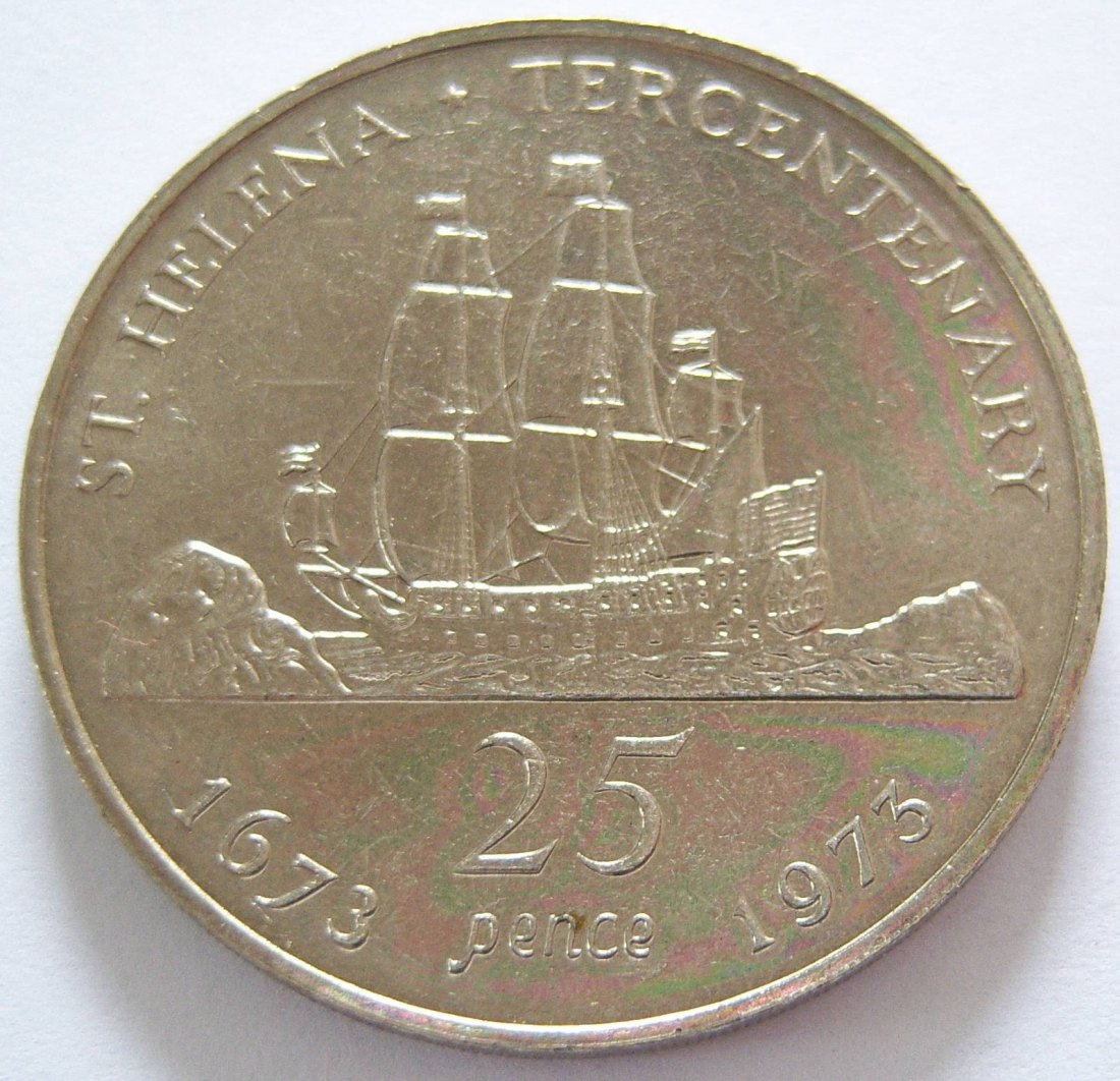  St. Helena 25 Pence 1973   