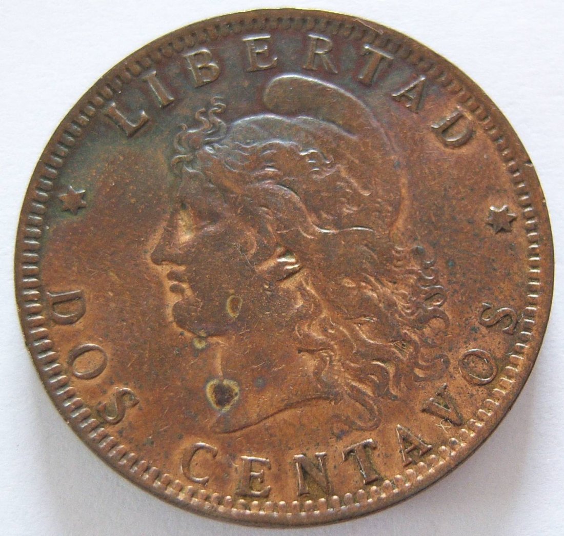  Argentinien Dos 2 Centavos 1890   