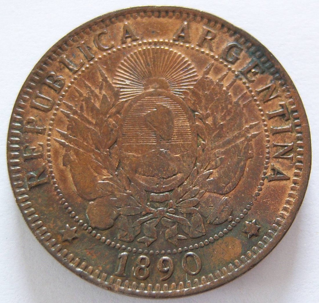  Argentinien Dos 2 Centavos 1890   
