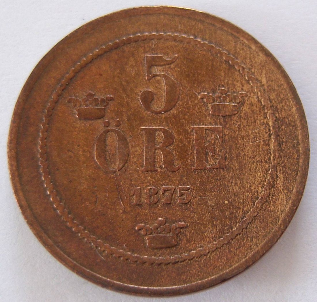  Schweden 5 Öre 1875 Bronze   