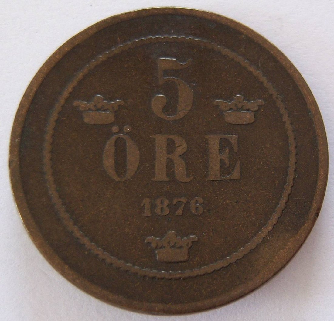  Schweden 5 Öre 1876 Bronze   