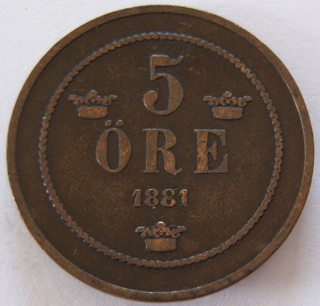  Schweden 5 Öre 1881 Bronze   