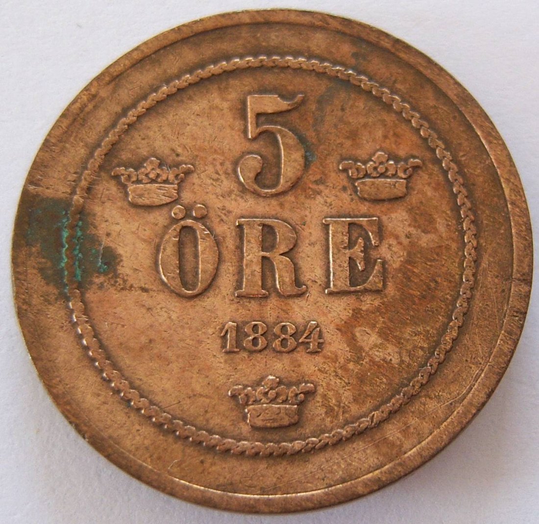  Schweden 5 Öre 1884 Bronze   