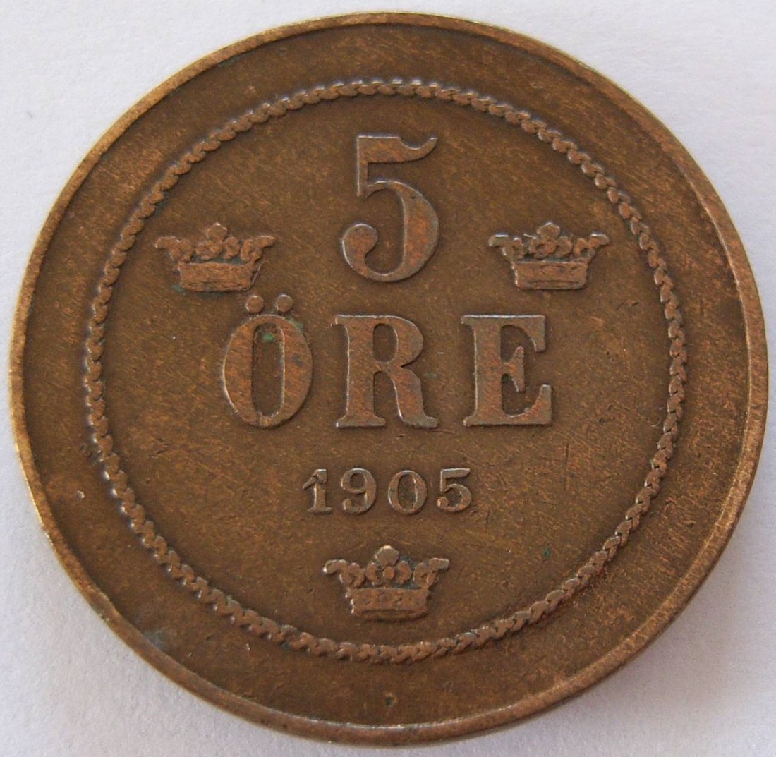  Schweden 5 Öre 1905 Bronze   