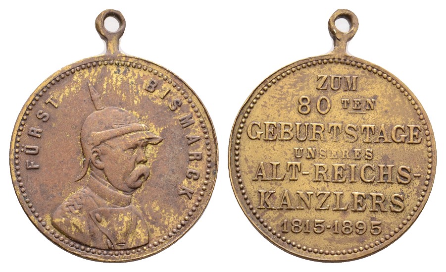  Linnartz Bismarck, Tragbare Bronzemedaille 1895, Bennert 158, 26 mm, ss   