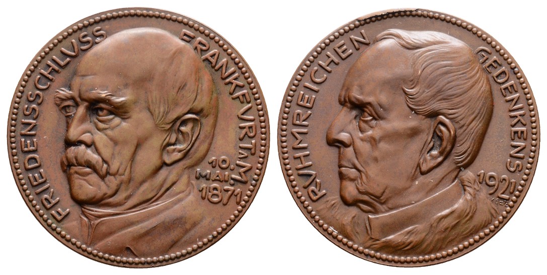  Linnartz Karl Goetz, Bronzemedaille 1921, a.d.Friedensschluss Frankfurt/M., Kien 282, 45mm, f.st   