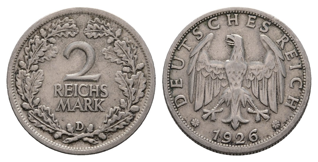  Linnartz Weimarer Republik 2 Reichsmark 1926 D ss   
