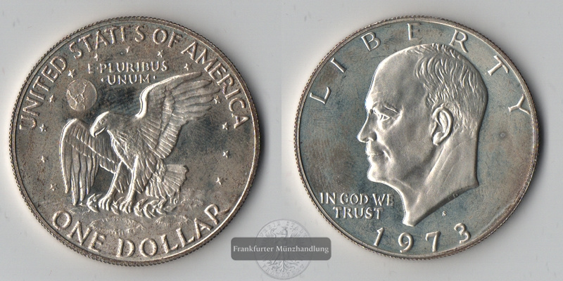  USA  1 Dollar  1973 S   Eisenhower Dollar    FM-Frankfurt  Feinsilber: 9,84g   