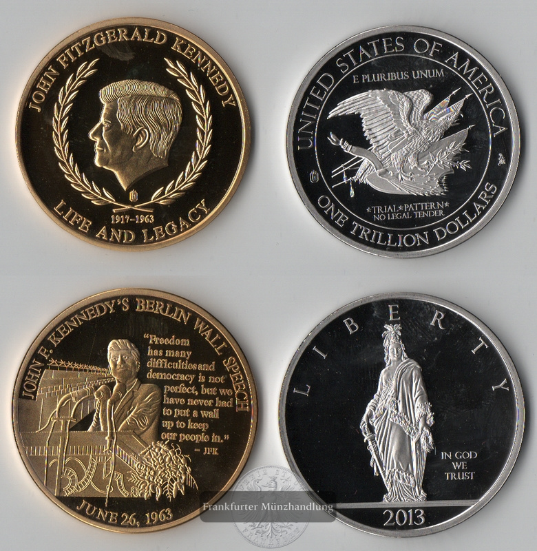  USA, Medaille Replika Lot Billion Dollarprobe und JFK's Rede FM- Frankfurt  Gewicht: 64g   