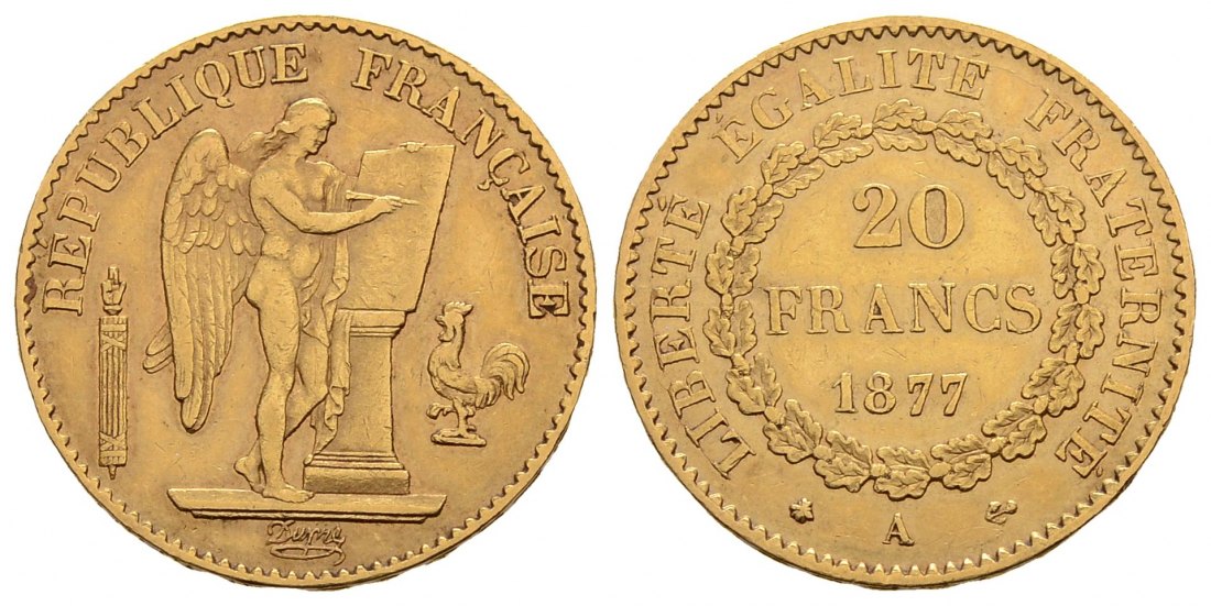 PEUS 3009 Frankreich 5,81 g Feingold. 3. Republik (1871 - 1940) 20 Francs GOLD 1877 A Sehr schön