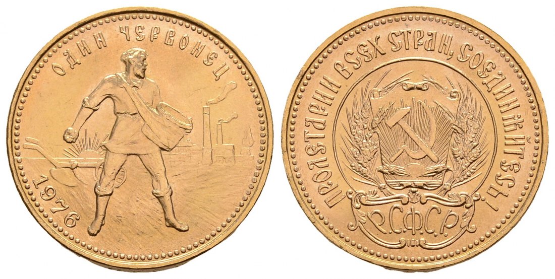 PEUS 3011 Russland 7,74 g Feingold. Tscherwonez 10 Rubel GOLD 1976 Kl. Kratzer, Vorzüglich +