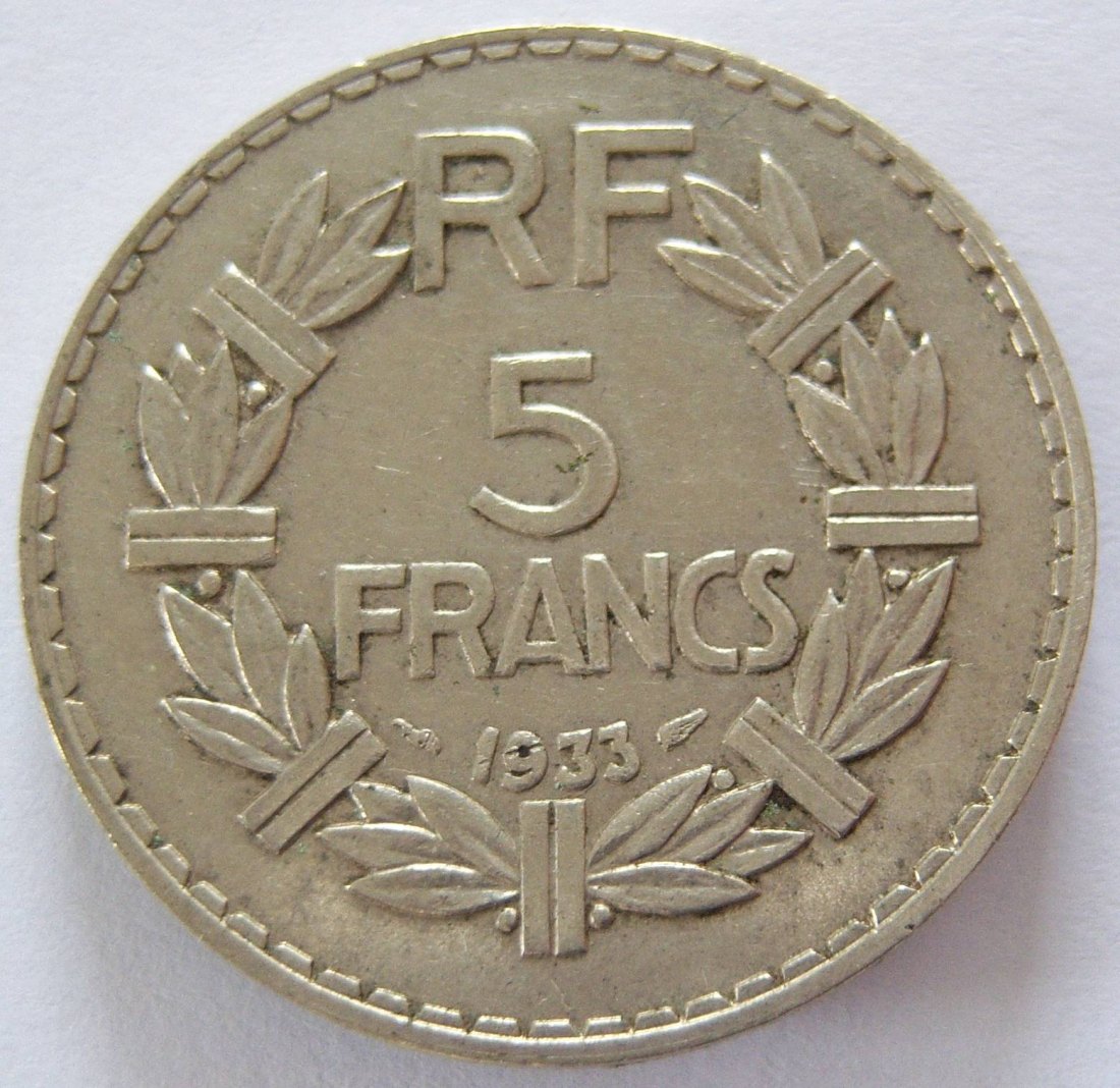  Frankreich 5 Francs 1933 Nickel   