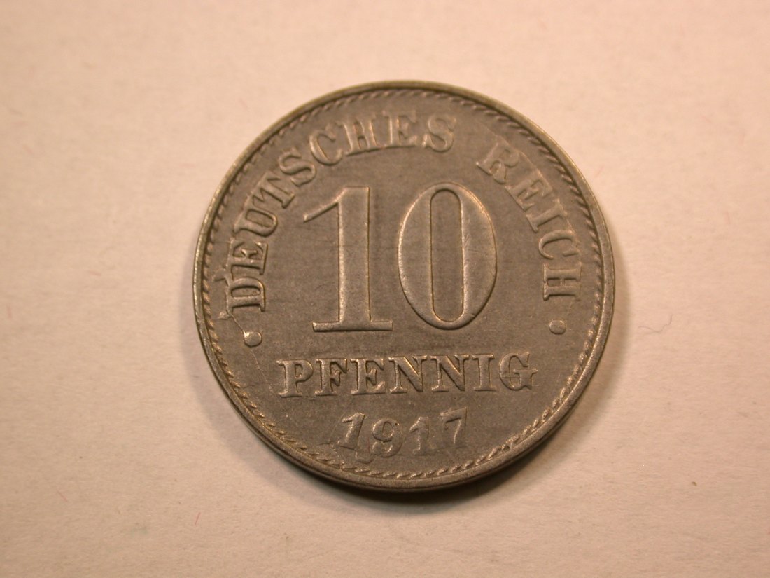 D07 KR 10 Pfennig 1917 A in ss+ Ersatzmünze in Eisen Orginalbilder