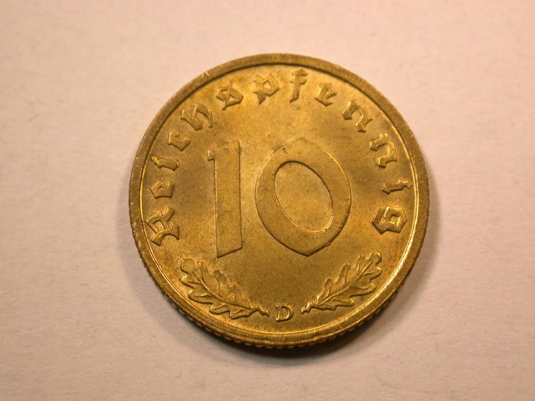  D07 3.Reich  10 Pfennig 1937 D in vz+/vz-st Orginalbilder   