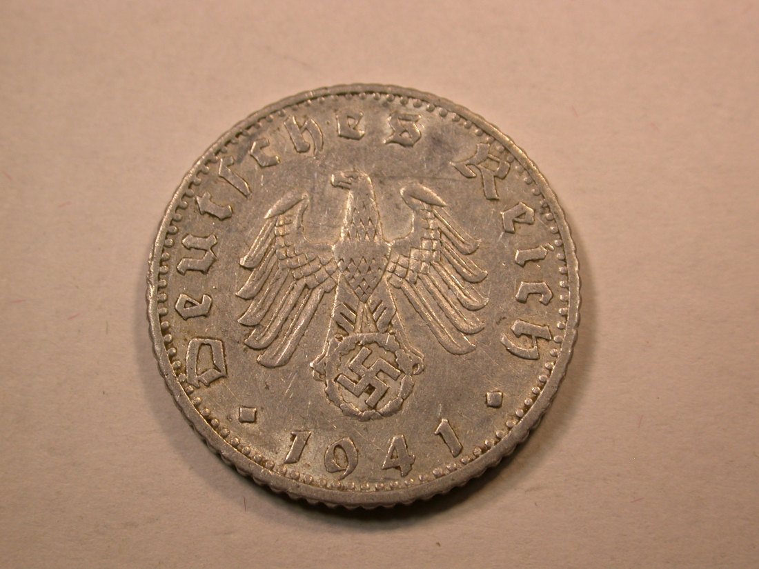  D07 3.Reich  50 Pfennig 1941 F in sehr schön Orginalbilder   
