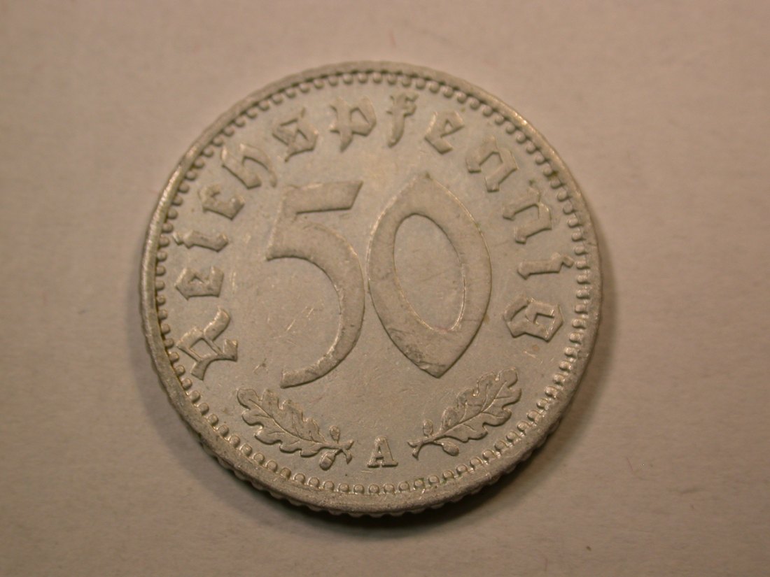  D07 3.Reich  50 Pfennig 1943 A in f.vz Orginalbilder   