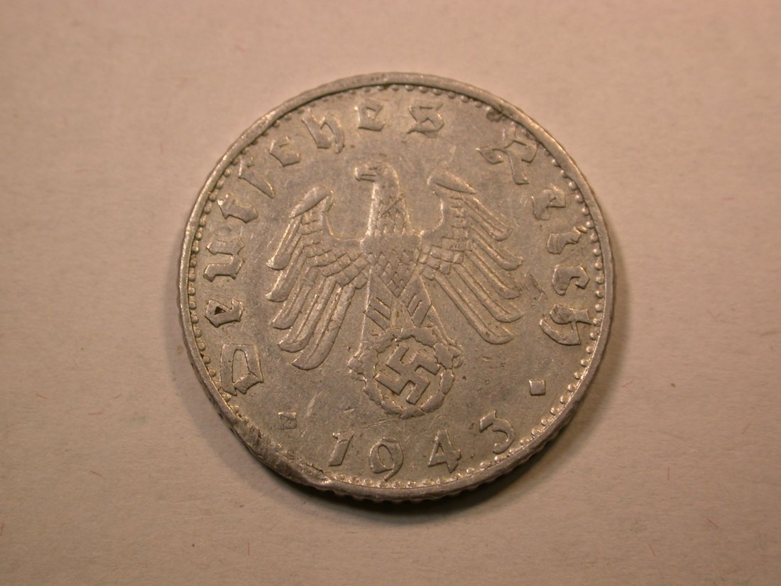  D07 3.Reich  50 Pfennig 1943 B in ss  Orginalbilder   