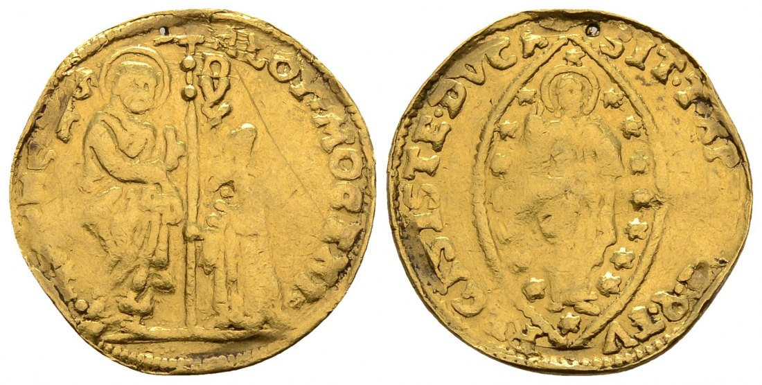 PEUS 3032 Italien, Venedig 3,4 g Gold / 21 mm. Alvise Mocenigo II. Zecchine GOLD 1700 - 1709 Gelocht, Schön