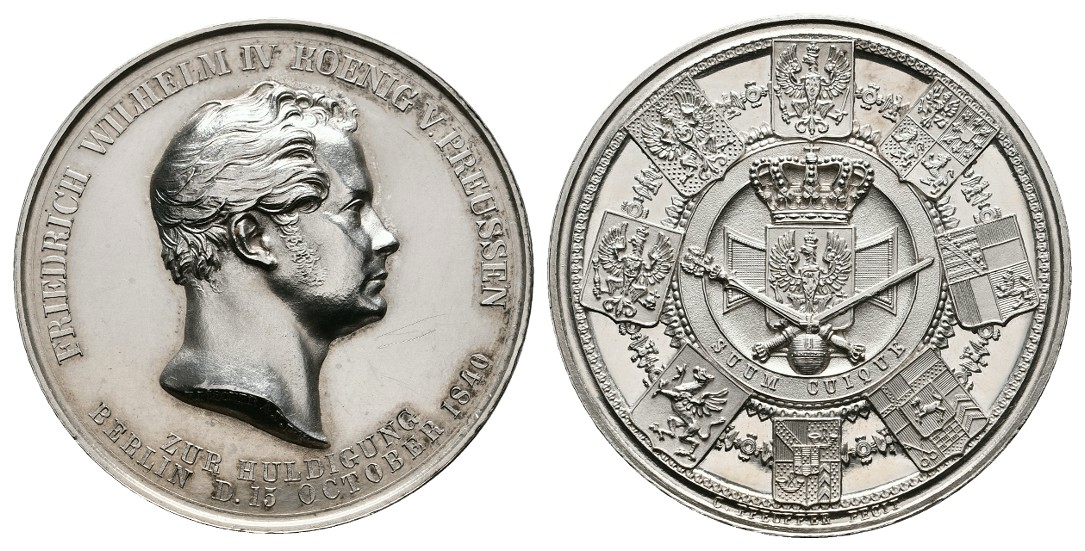  Linnartz Preussen Silbermedaille 1840 (Fischer+Pfeuffer) a.d. Berliner Huldigung PP- Gewicht: 29,0g   
