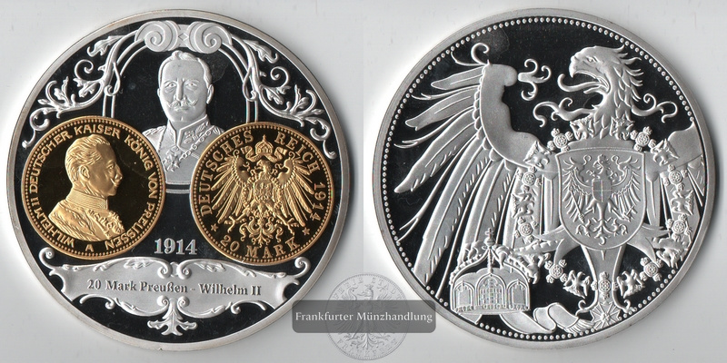  Deutschland,  Medaille (Gigant) 20 Mark Preußen Wilhelm II 1914 FM-Frankfurt   