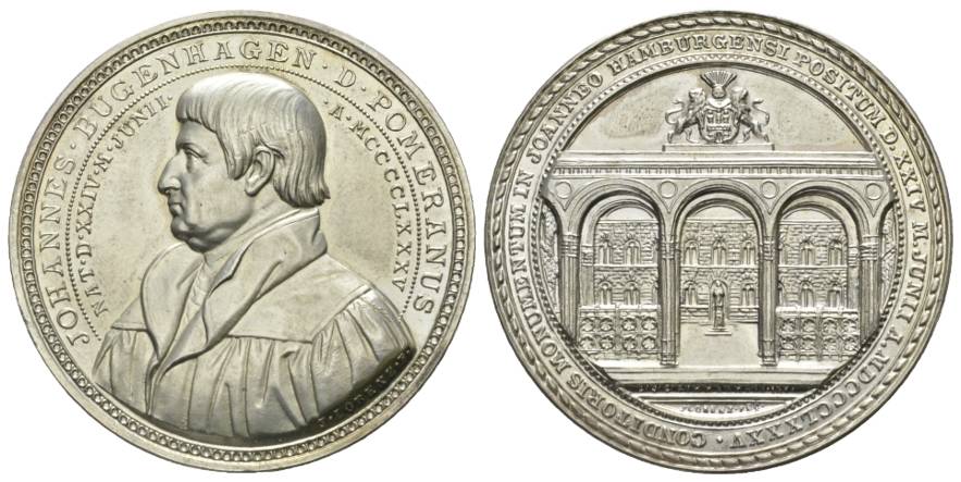  Hamburg, Johannes Burgenhagen 1485-1524; Silbermedaille, spätere Prägung; 925 AG; 31,20 g, Ø 43 mm   