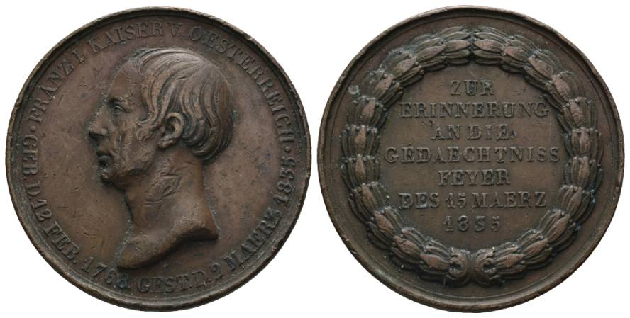  Österreich; Bronzemedaille 1835; 54,43 g, Ø 45 mm   