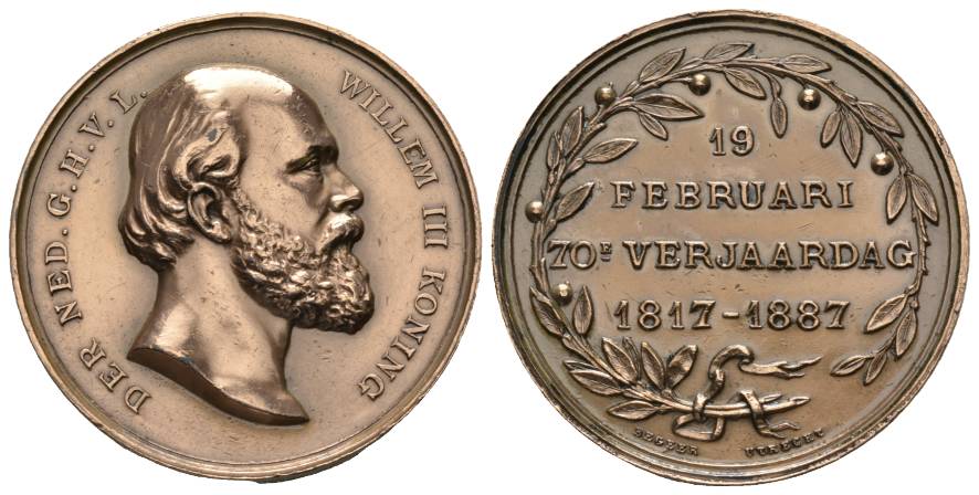  Niederlande; Medaille (1887), Kupfer, Nachprägung; 31,20 g, Ø 40 mm   