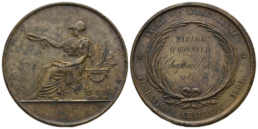  Frankreich; Bronzemedaille 1801; 59,06 g, Ø 50 mm   