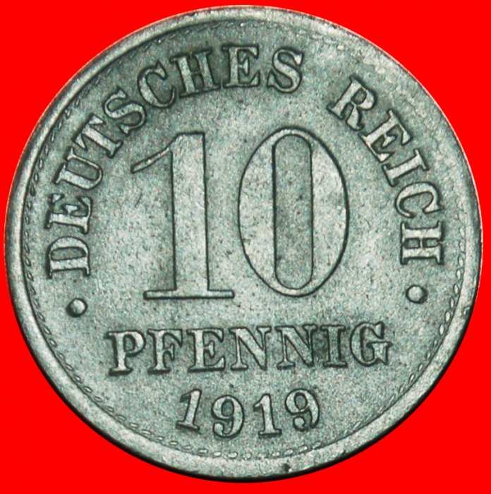  + ADLER: DEUTSCHLAND ★ 10 PFENNIG 1919! OHNE VORBEHALT!   