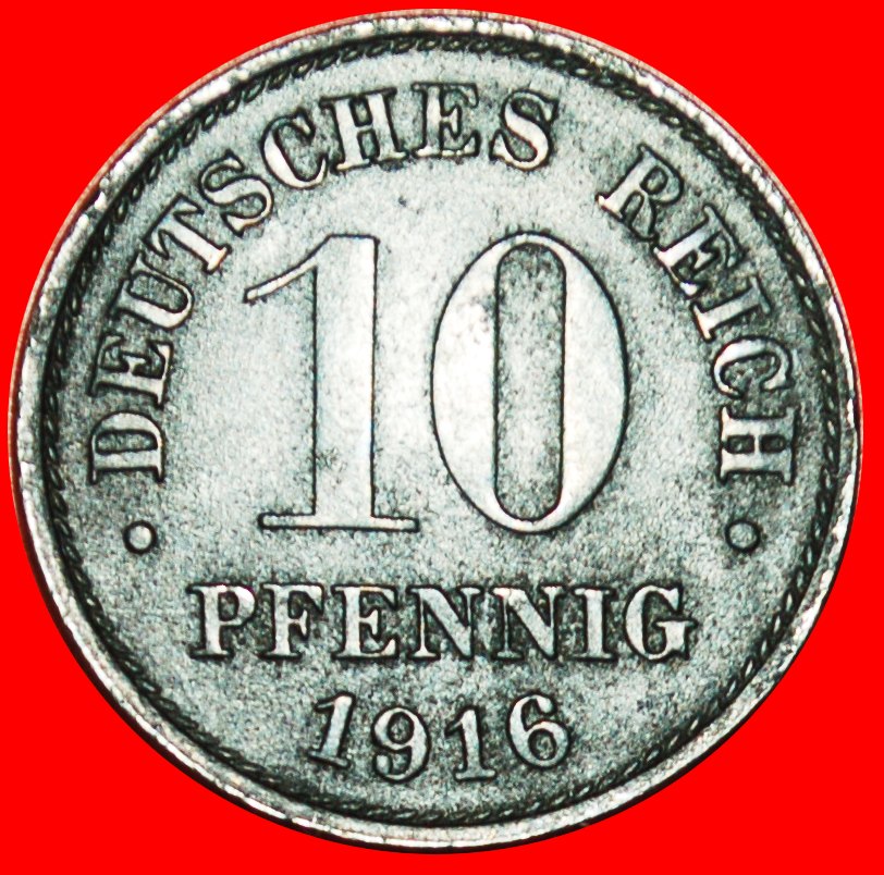  + NICHT POLNISCHE REVERS: DEUTSCHLAND ★ 10 PFENNIG 1916J! OHNE VORBEHALT!   